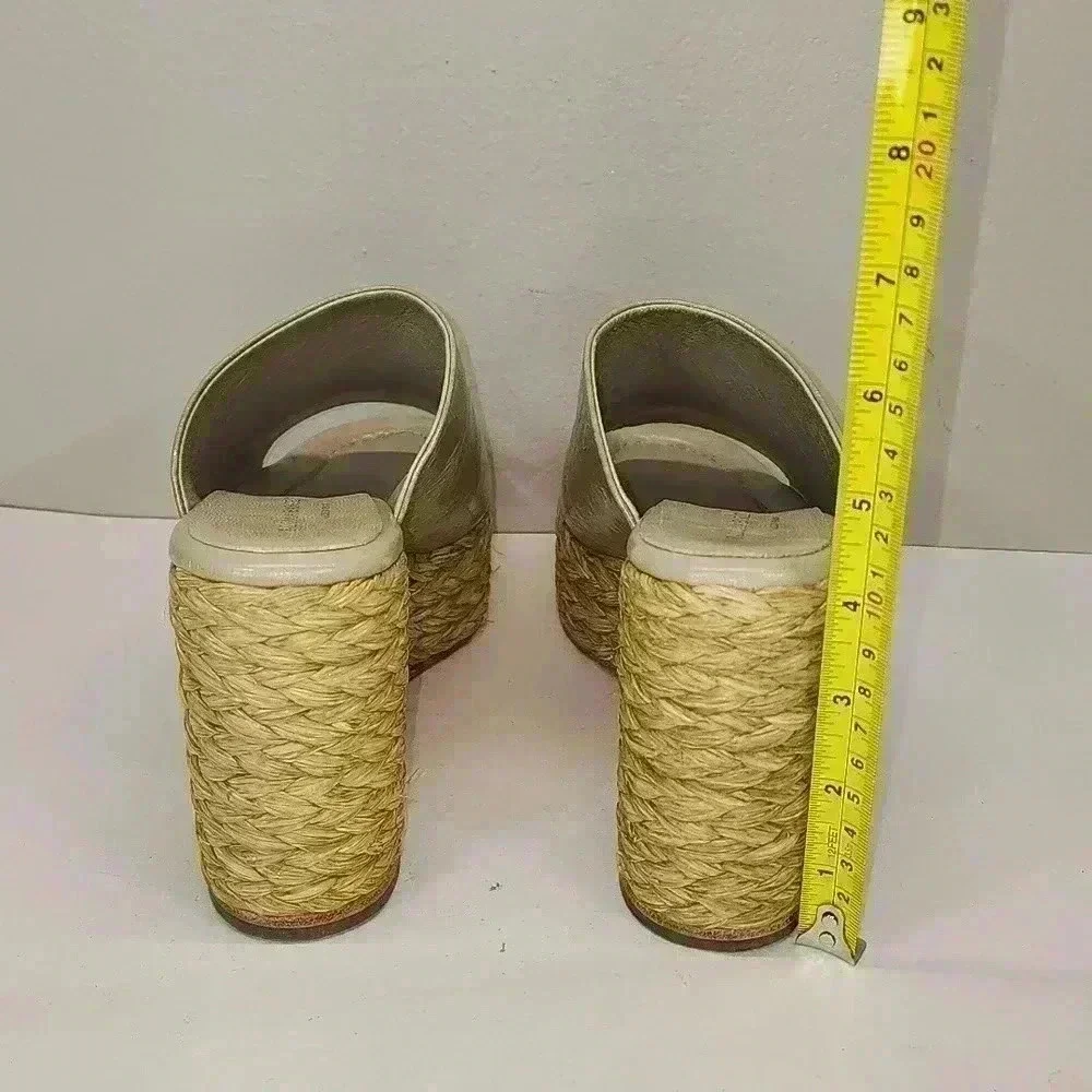 Paloma Barcelo 10.5 mm raffia wedge espadrille light green size 9 nwob